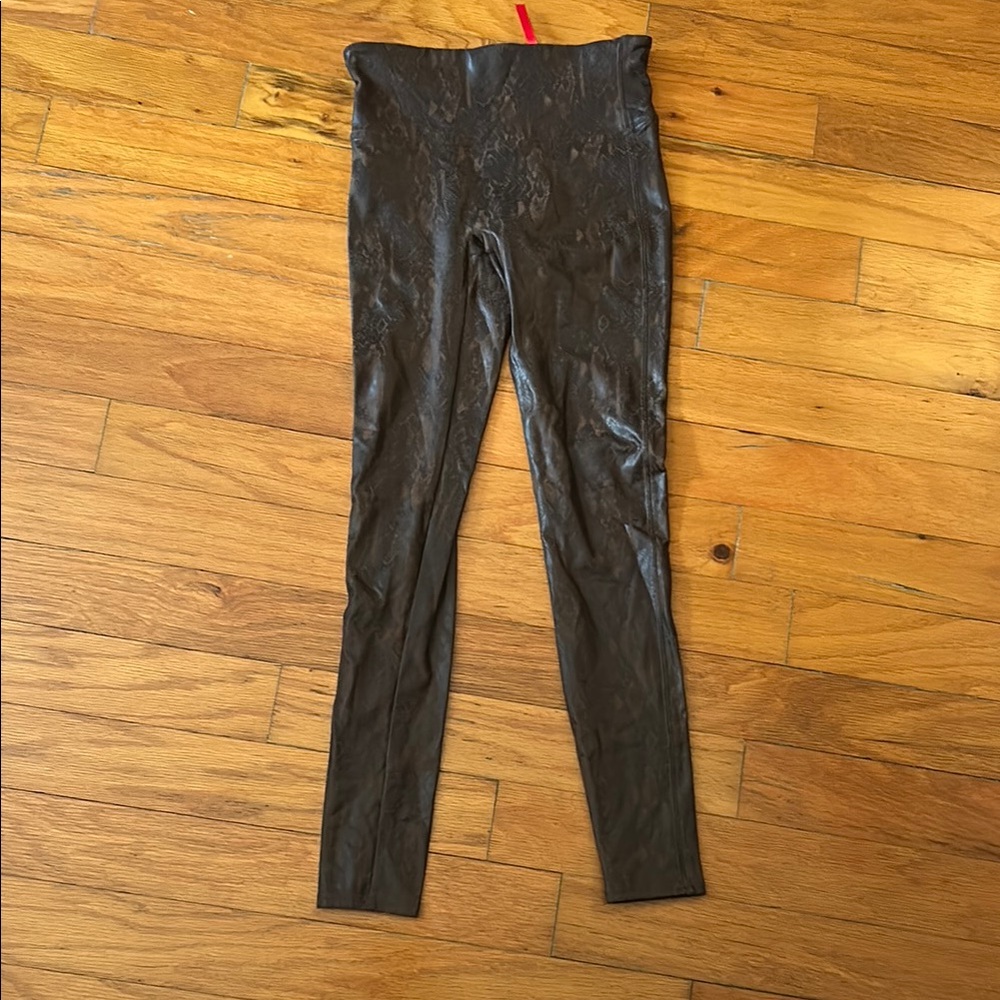SPANX Black & Brown Snake Skin Leggings